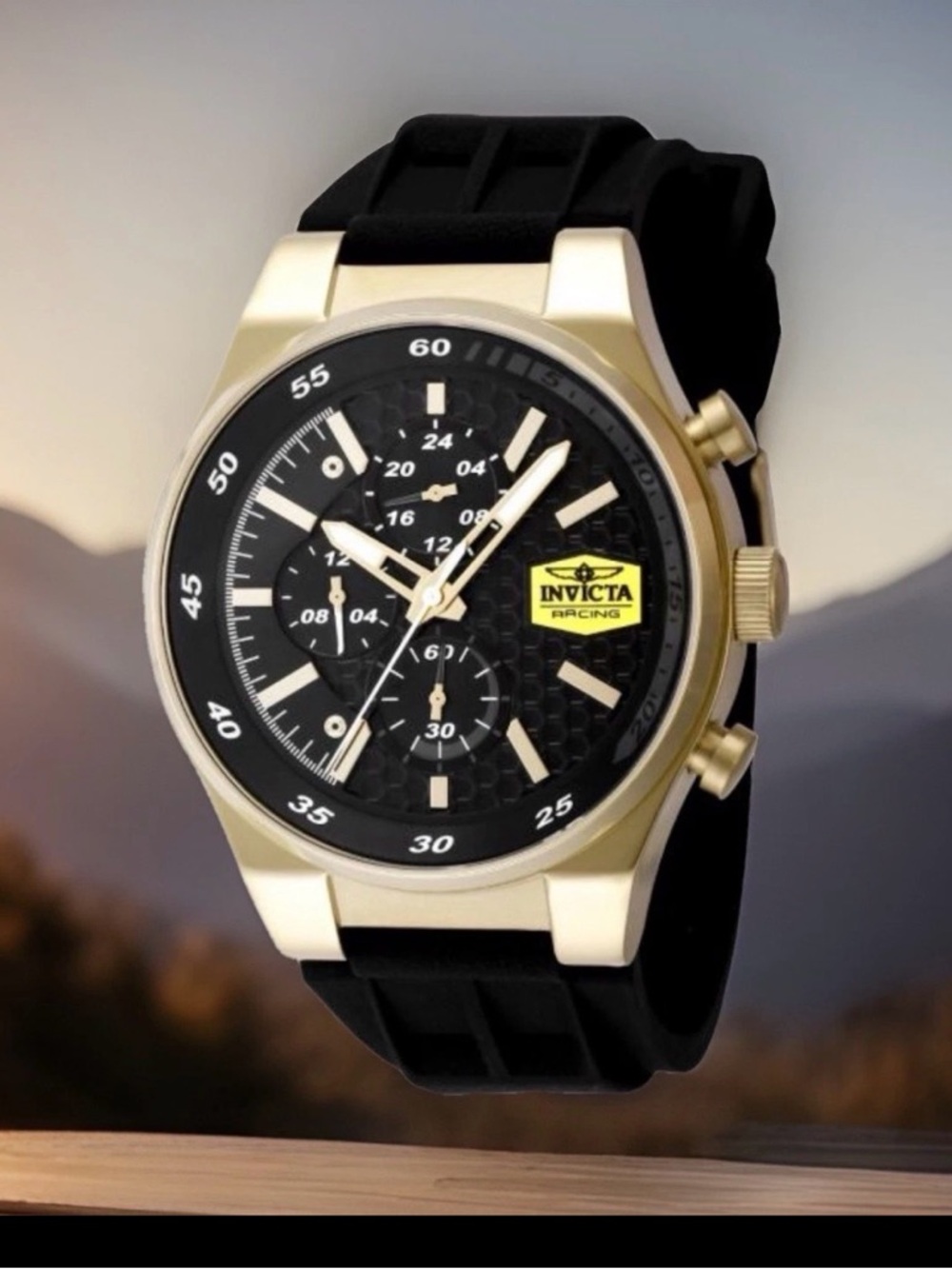Invicta Chronograph Racing Men's Watch 44mm Black Honeycomb Dial Brand New W/Box